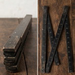 Vintage Folding Wooden Ruler, Antique Black Carpenter's Tool