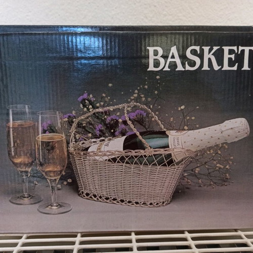 Metal woven wine bottle basket new, vintage luxury