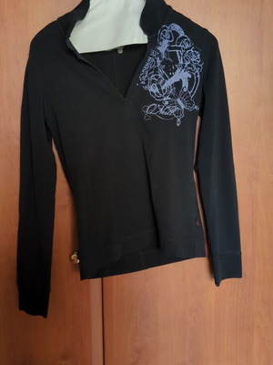 O'Neill girls medium long-sleeve shirt used, black with collar and purple print