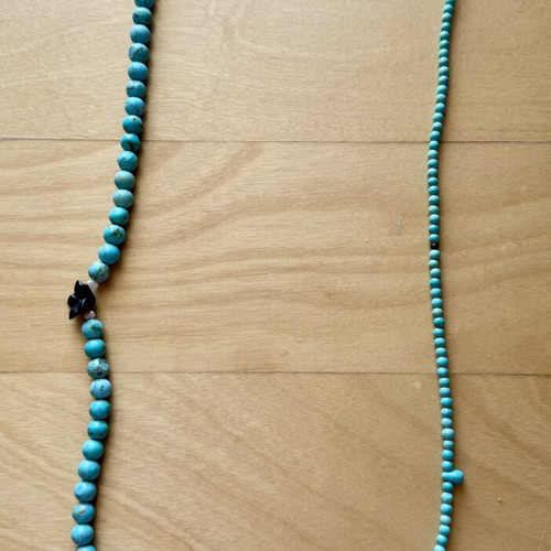 Boho Turquoise Beaded Necklace with Pearl Pendant like new