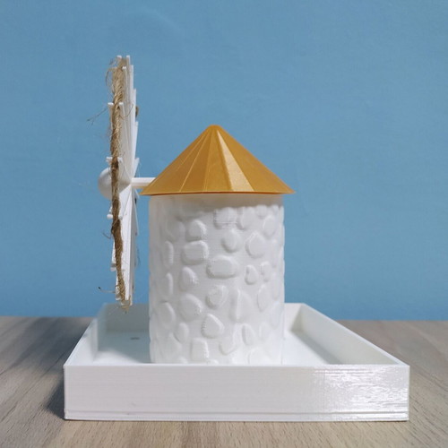 Milos Windmill Flowerpot 3D printed and hand painted