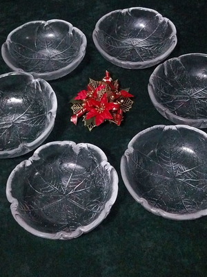 Kosta Boda Party Leaf ice cream bowls set of 6 like new