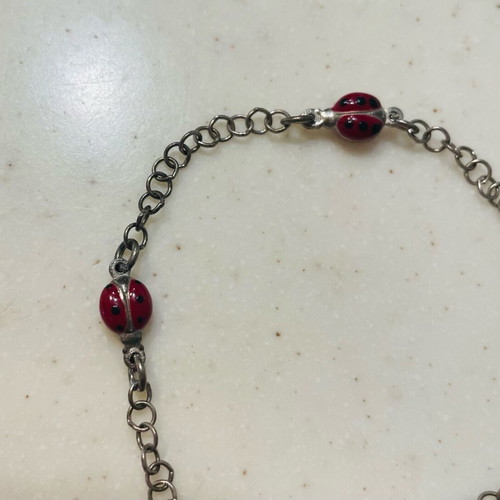 925 silver bracelet with ladybugs