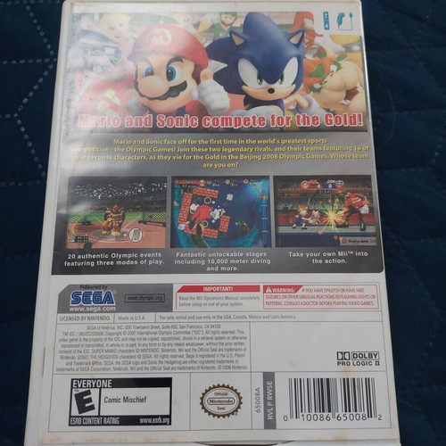 Mario and Sonic at the Olympic Games Nintendo Wii game used, USA version
