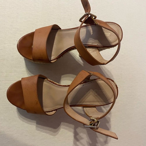 Attrattivo platform sandals like new, brown leather straps, 15 cm heel