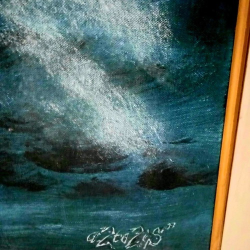 Oil painting used on canvas, Blue Angel by Argyris Nomikos