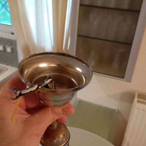 Set of ceiling lamp and 2 silver table lamps like new