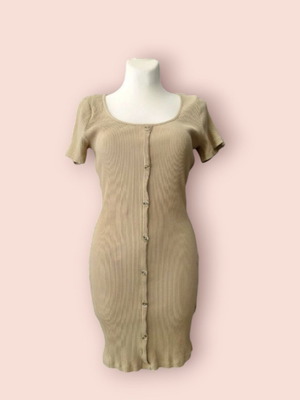 Fitted cotton dress like new, size L-XL, beige