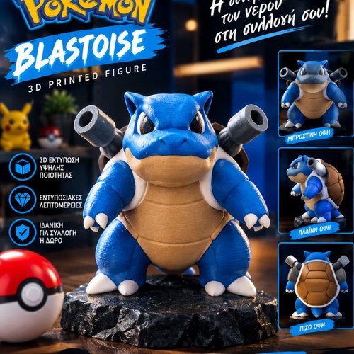 Blastoise Water Cannon φιγούρα 3D εκτύπωσης