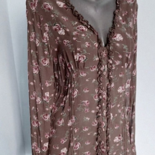 H&M chiffon shirt with floral military print, like new, XL-XXL