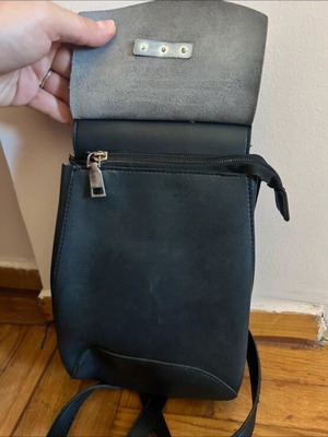 Bag to Bag backpack used, black crossbody with pocket