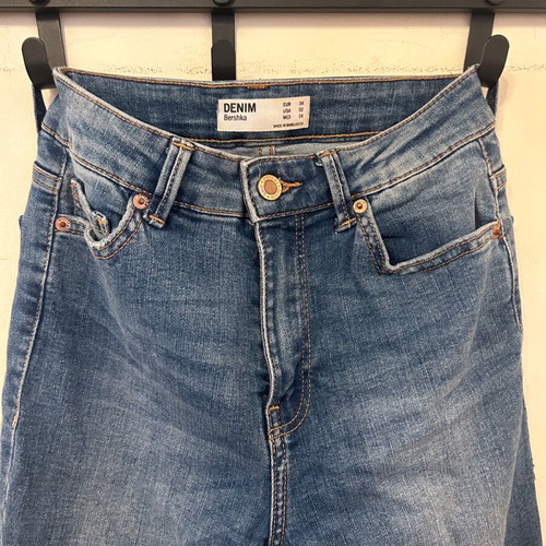Cropped flared high-waisted jeans Bershka new, blue, size XS