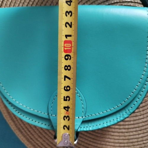Handmade leather crossbody bag, turquoise