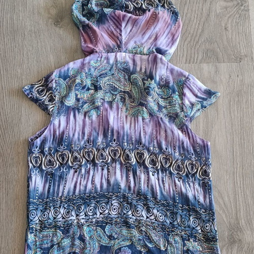 Silk Top with Hood boho paisley M/L like new