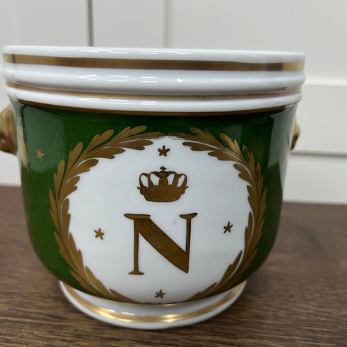 French porcelain cachepot used imperial style with Napoleon emblems