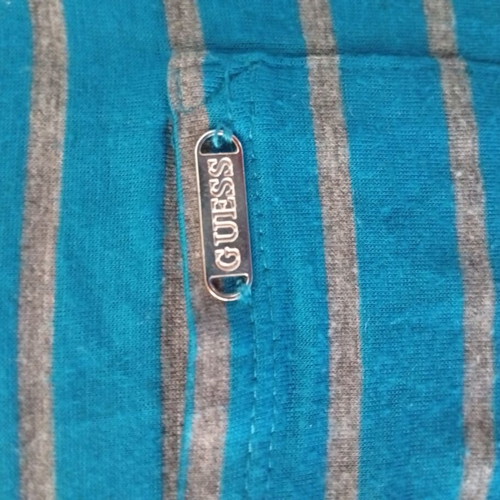 Guess women's T-shirt size S striped green petrol and grey like new