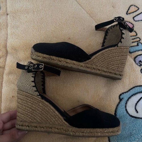 Black summer espadrille pumps used, size 39