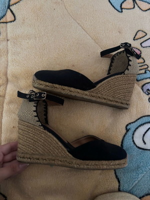 Black summer espadrille pumps used, size 39