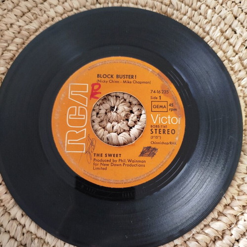 Vinyl record 45 rpm used, single Block Buster! by The Sweet
