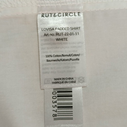 Rut & Circle Lovisa White Cotton Padded Shirt M New