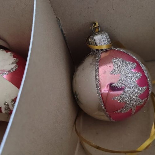 Vintage Christmas ornaments in original packaging