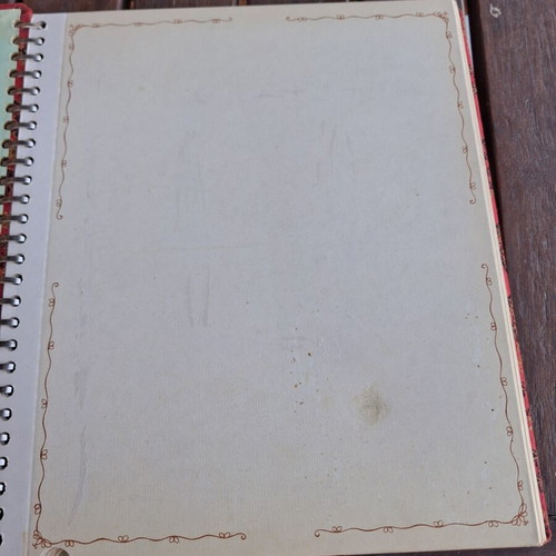 Vintage photo album with music box used, fabric cover