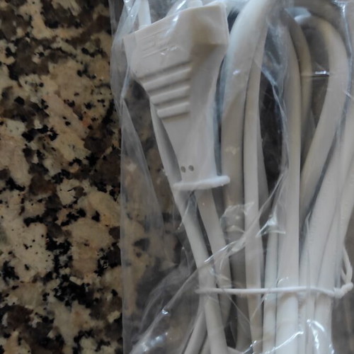 Extension cords with bipolar plug, new, 3m and 5m white cables