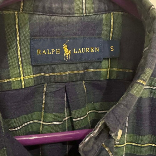 Ralph Lauren shirt like new, regular fit, size Small with Medium fit, blue and green