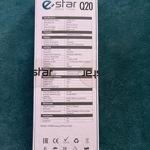 Estar Q20 Dual Sim κινητό σφραγισμένο με κουμπιά
