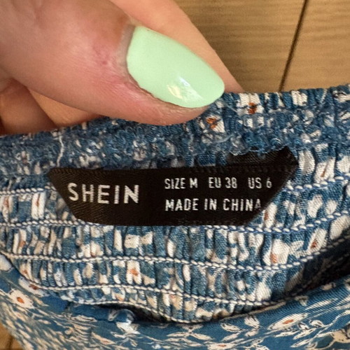 Shein dress medium blue with side slit and zipper like new