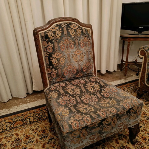 Living room set made of solid wood with velvet fabric like new