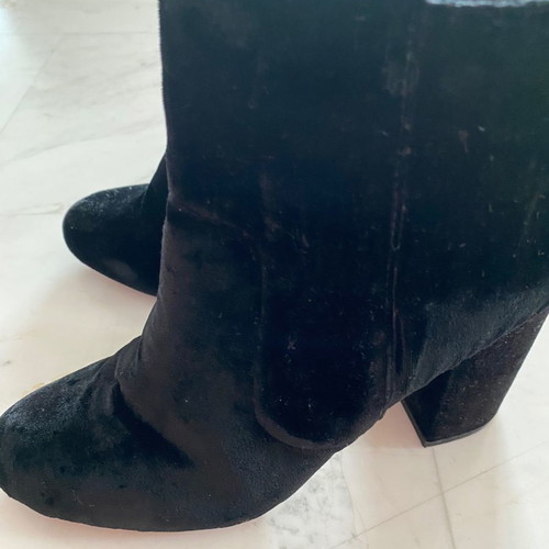 Mango black velvet ankle boots used, size 39, 10 cm heel