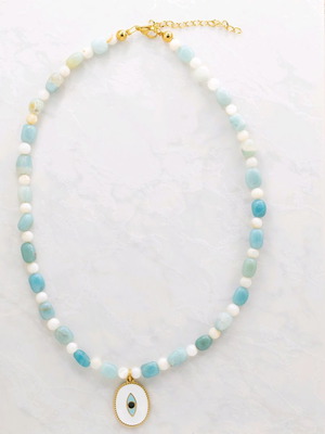 Blue Eye Necklace with Semi-Precious Stones New