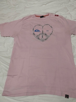 Quiksilver pink short-sleeve T-shirt used, size M, slim fit
