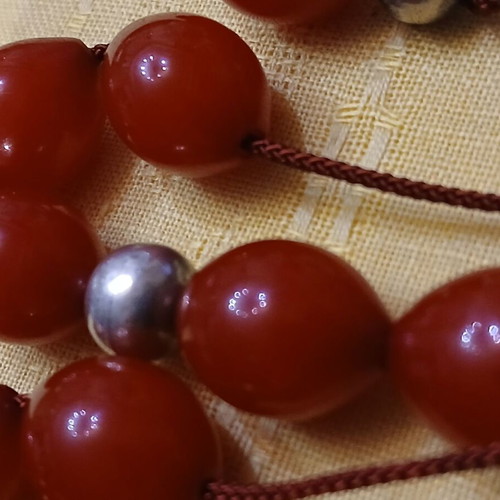 Komboloi mastic used, 14 mastic beads and 4 silver beads 925