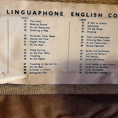 Linguaphone English Course 45 RPM vinyl record set, vintage