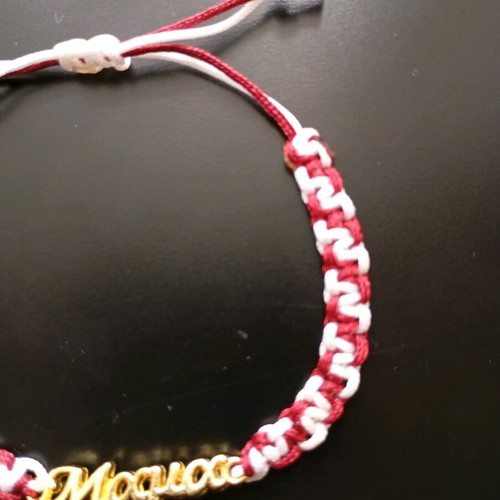 Mama bracelet new, large letter size, red and white, handmade
