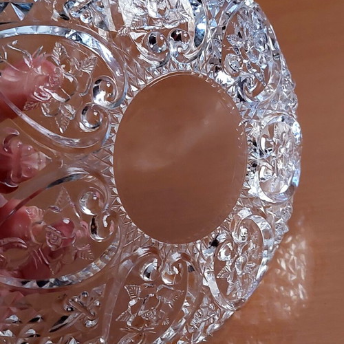 Vintage KIG Malaysia Roses & Hearts Fruit Bowl mint condition