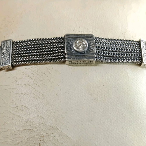 Antique silver bracelet Ottoman period with precious stone like new