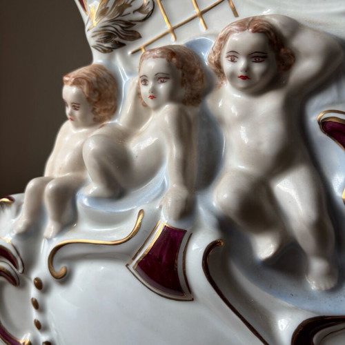 Porcelain clock Cmielow Poland vintage rococo baroque style