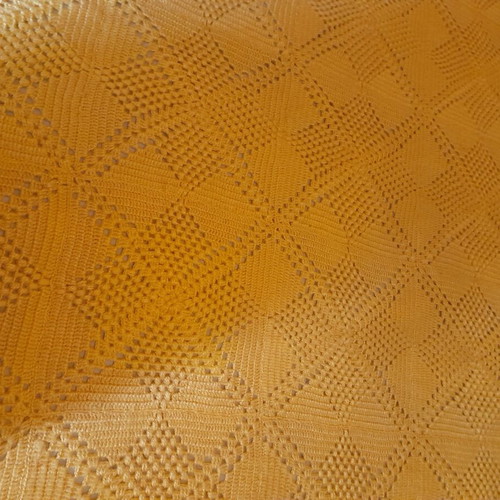 Vintage handmade knitted blanket yellow crocus new