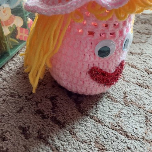 Vase with handmade knitted cover new