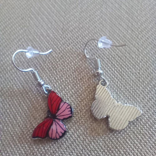 Butterfly earrings new, red and pink