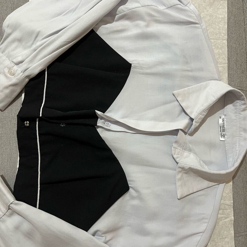 White shirt with black bustier detail like new, size 38