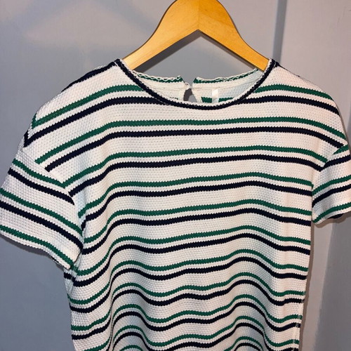 Ottoman striped blouse size M like new, white and multicolor
