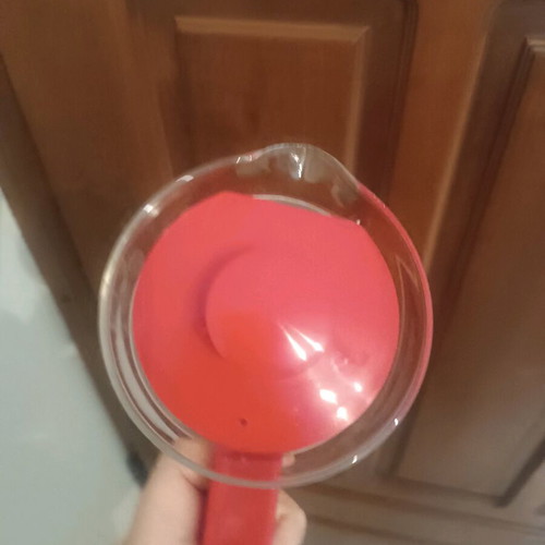 German glass heat-resistant jug used 1L with red handle