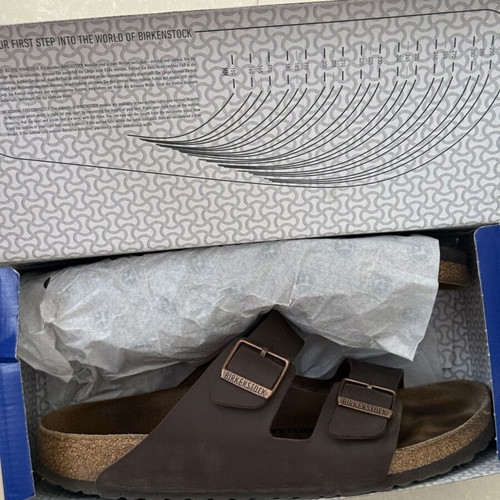 Birkenstock leather men's sandals size 44 Birko-Flor like new, brown
