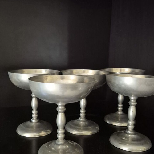 Silver-plated champagne cups used, set of 5