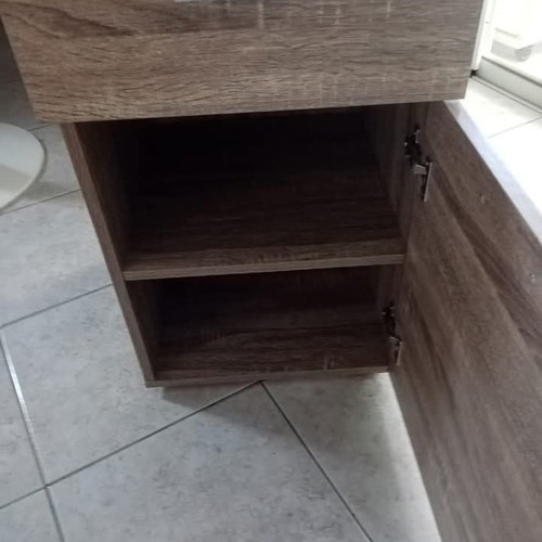 Nightstand with drawer and cabinet shelf, chipboard