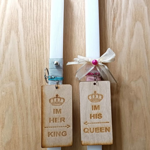 Handmade candles for couple set of 2 new with wooden keychains